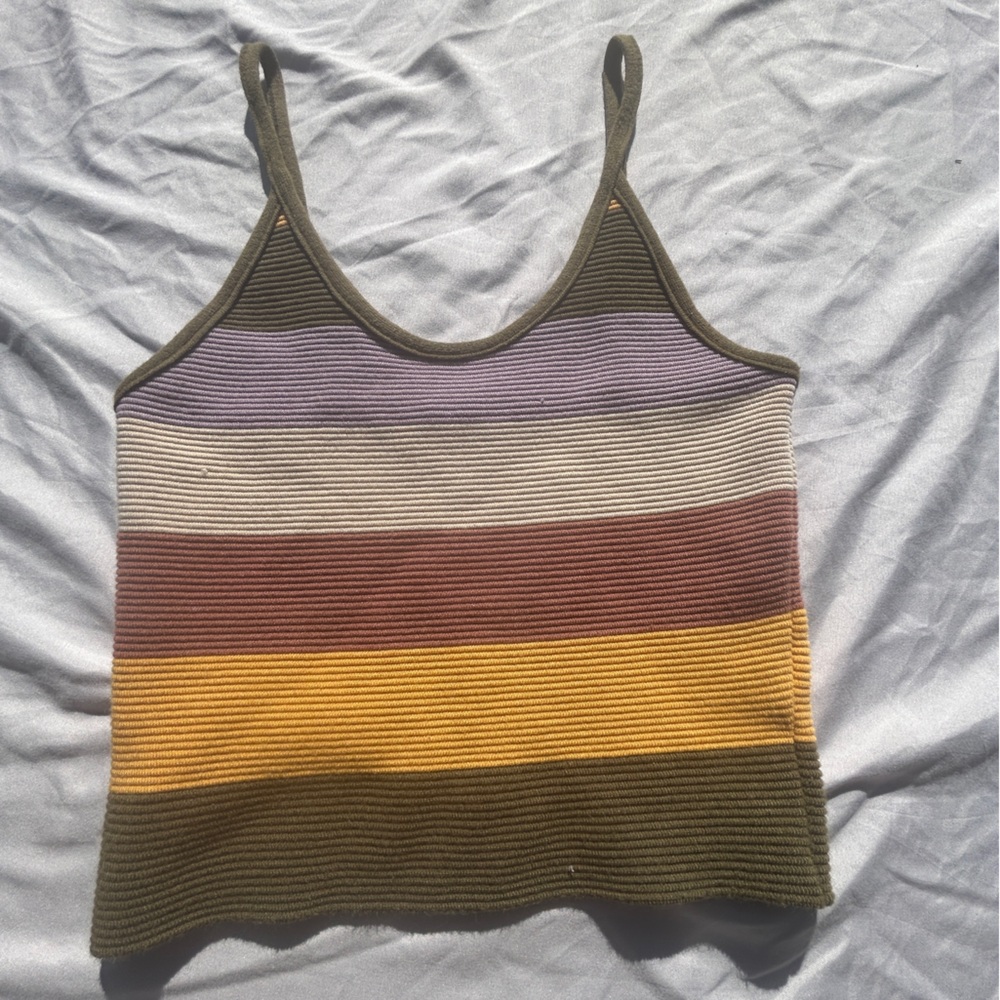Striped Knit Crop Tank Top